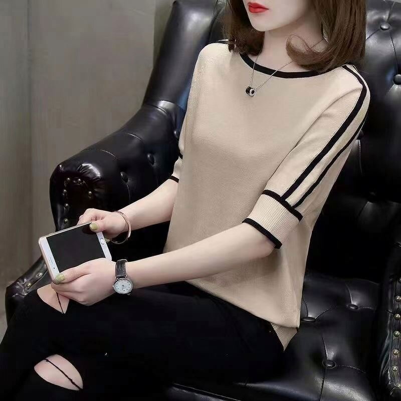 Knit Top Manufacturer - Half Short Sleeve Loose Elegant Casual