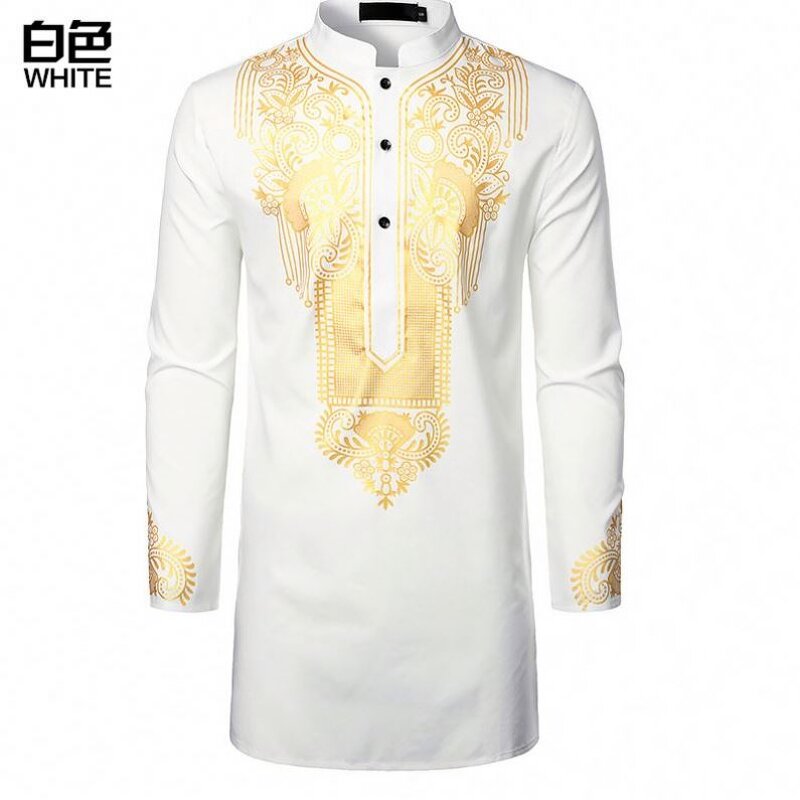 Shirt Suits Manufacturer - African Middle East Printed Long Sleeve Stand Collar