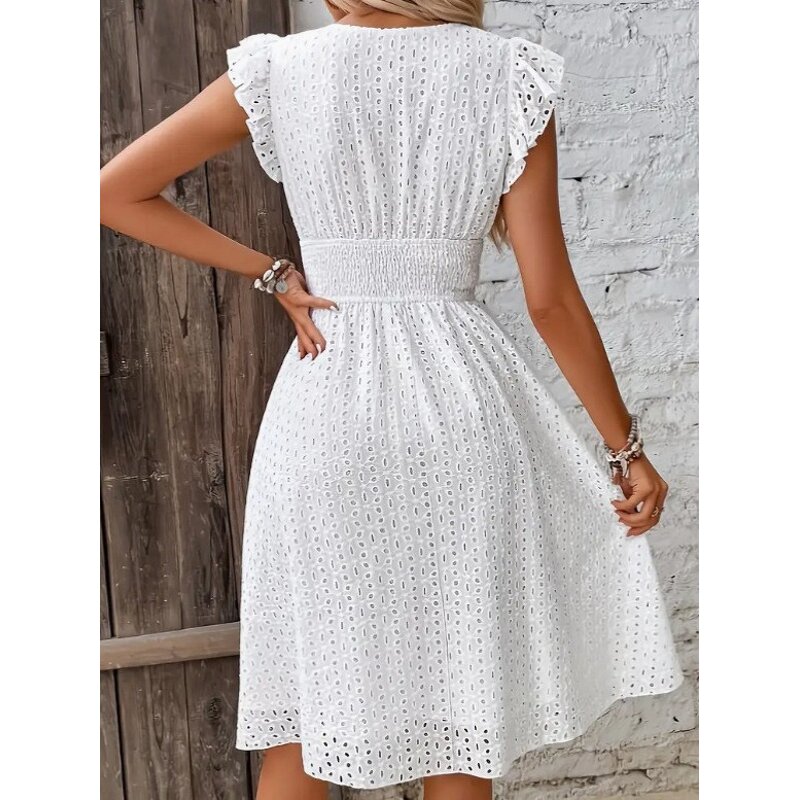 Dress Manufacturer - Multi-Color Lotus Leaf Sleeves Chiffon Casual