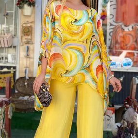 Two-piece Set Manufacturer - Chiffon Casual Round Neck Printed