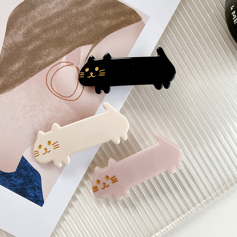 Hairpin Manufacturer - Acetate Board Cute Three-Color Cat Side Clip