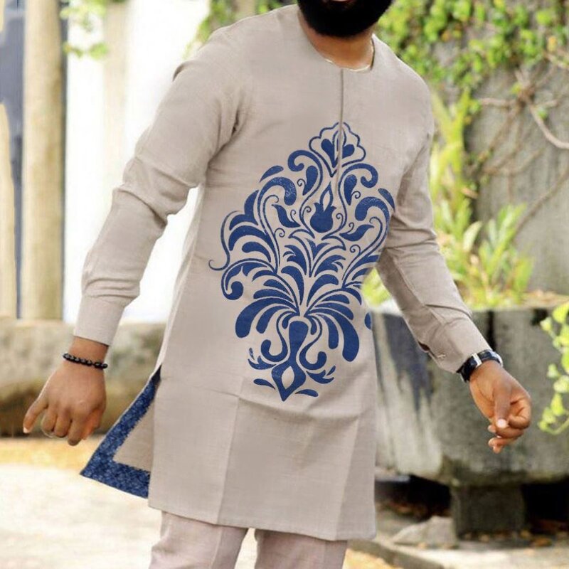 Shirt Manufacturer - African Middle East Printed Long Sleeve Robe O-neck