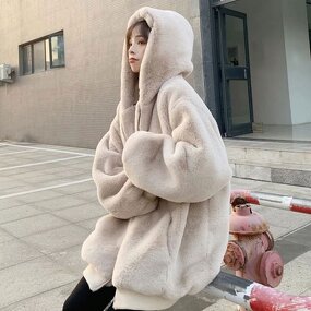 Jacket Manufacturer - Plush Imitation Rex Rabbit Fur Hooded