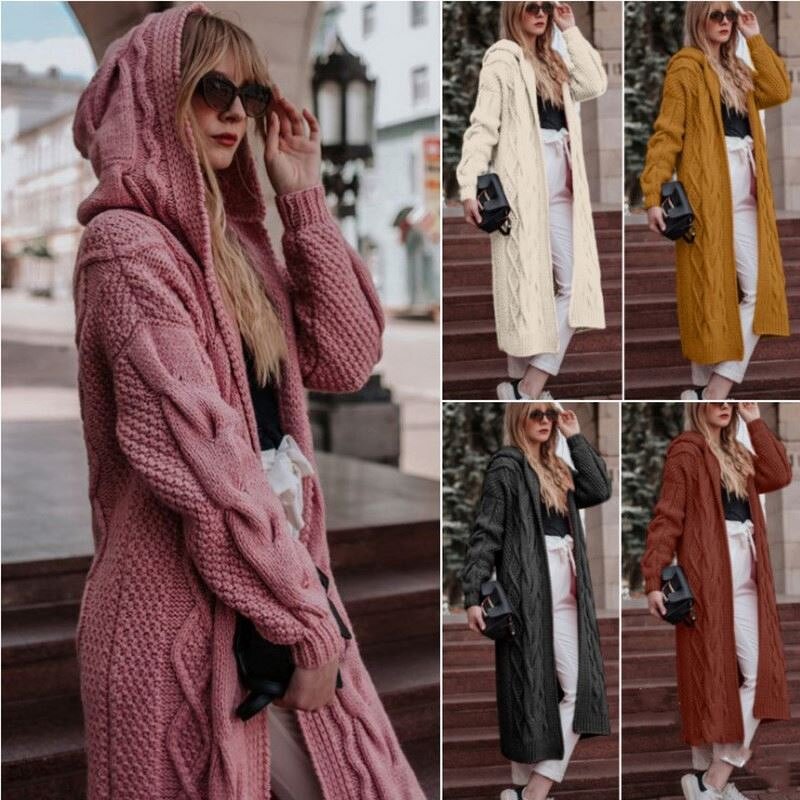 Cardigan Manufacturer - Plus Size Long Hoodies Vintage Loose Knit
