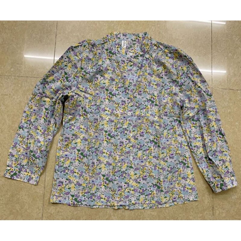 Blouse Manufacturer - Floral Long Sleeve Stand Collar Button