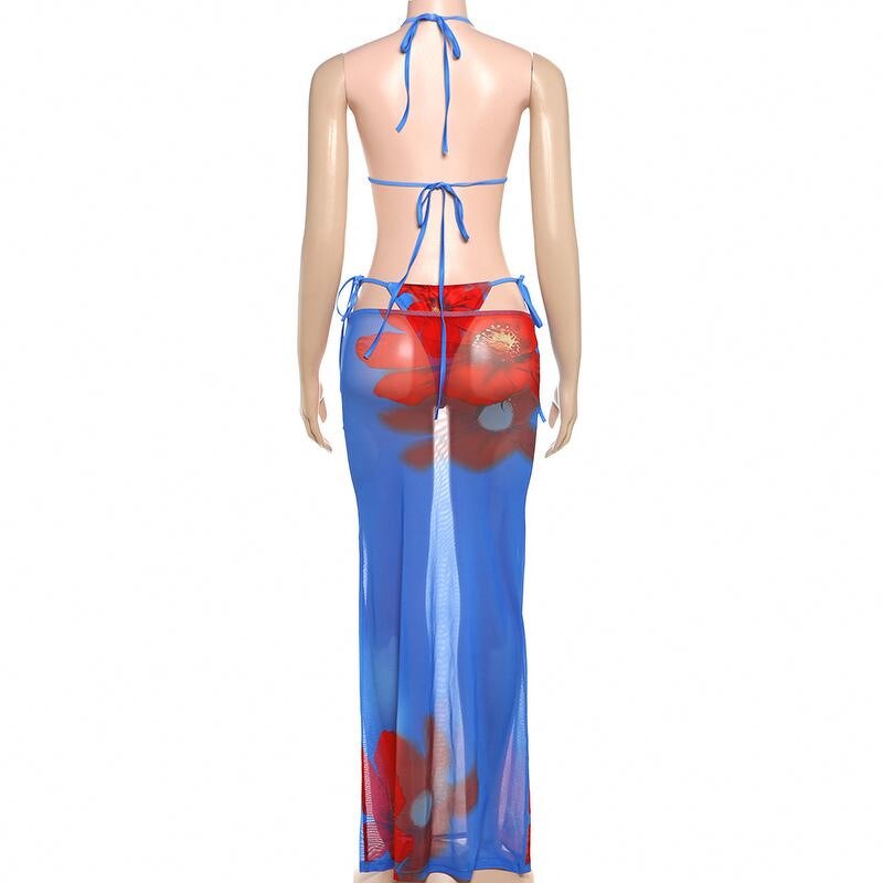 Swimsuit Set Manufacturer - Three Piece Mesh Skirt Set