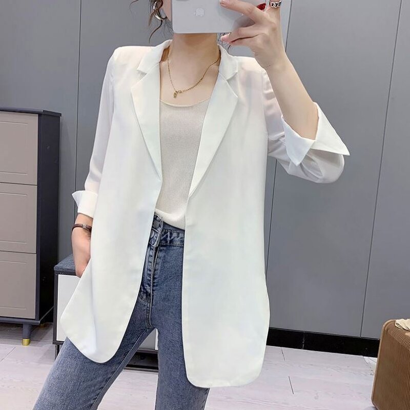 Suit Coat Manufacturer - Seven Sleeve Lapel V-neck Loose Chiffon