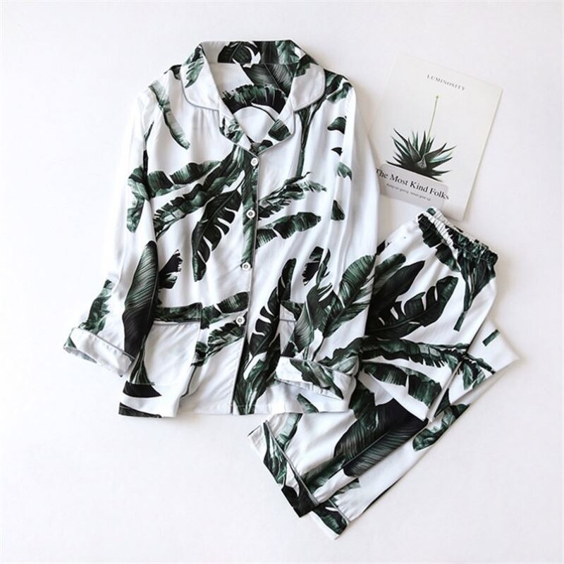 Sleepwear Set Manufacturer - Cardigan and Pants Printed Cotton