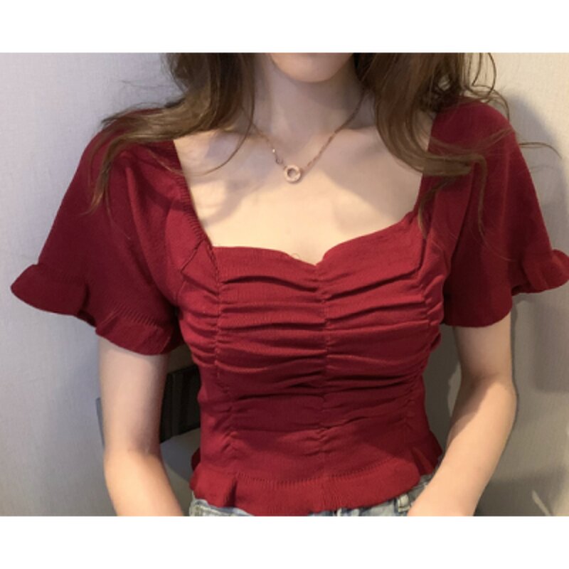 Blouse Manufacturer - V-Neck Drawstring Belting Short Sleeved