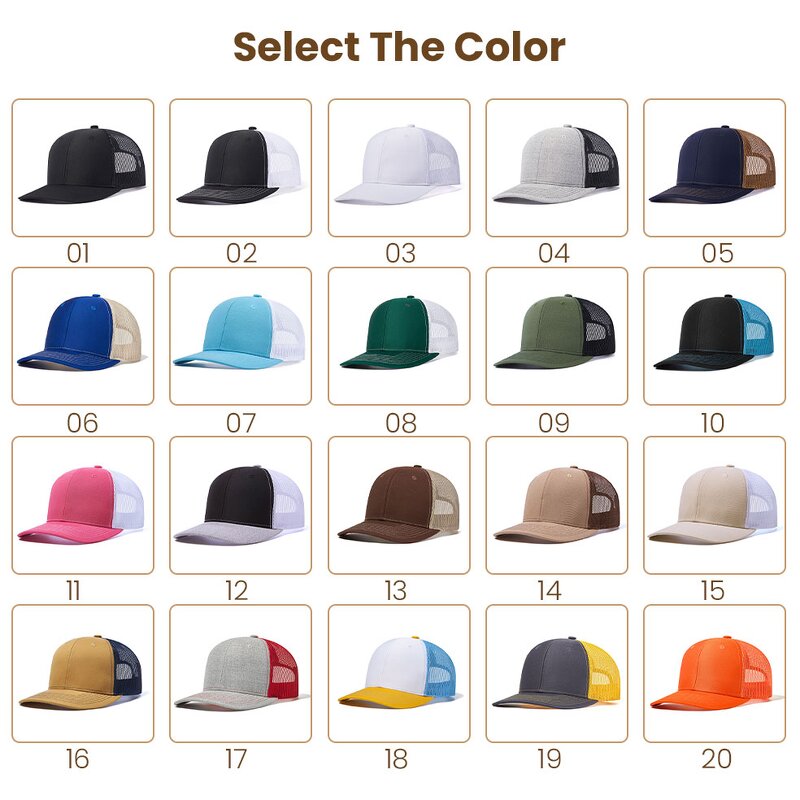 Baseball Cap - Manufacturer - OEM 5 Panel Polyester Cotton Mesh Embroidery Custom Logo Trucker