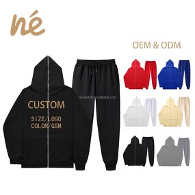 Hoodie Set - Manufacturer - 100% Polyester Puff Print Full Zip 230G Custom Logo Oversize