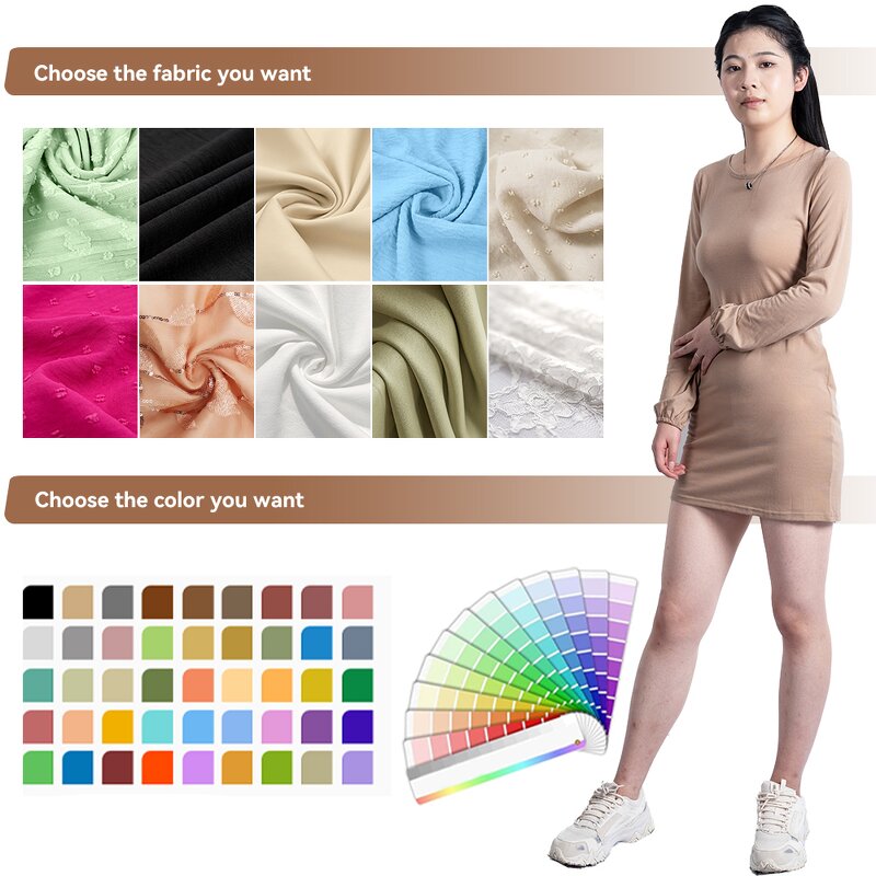 Women's Midi Dress - Manufacturer - Custom O-Neck Lantern Sleeve Ribbed Knit Casual Pullover
