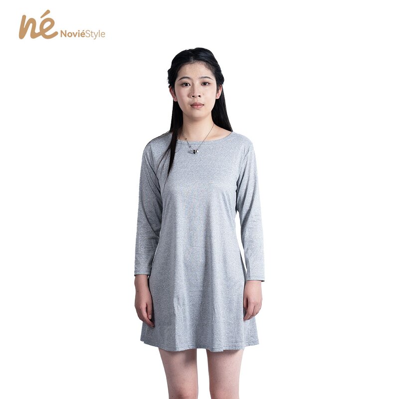 Women's Dress - Manufacturer - Custom Plus Size O-Neck Long Sleeve Solid Breathable Casual