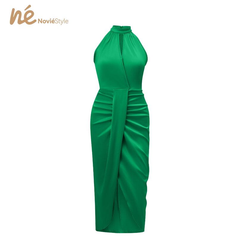 Women's Slim Dress - Manufacturer - Summer Sleeveless Halter Solid Knitting Natural Waist Eco