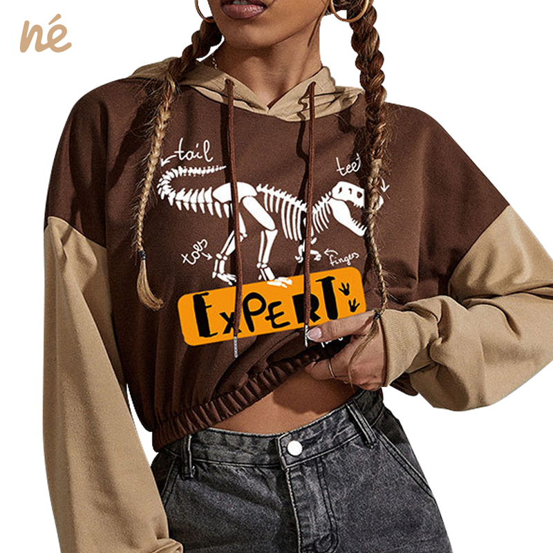 Crop Hoodie - Manufacturer - Unisex Vintage Halloween Clown Design Polyester Multi-Color