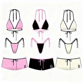 Bikini Set - Manufacturer - Custom Sports Clashing Eco Friendly 3 Piece Shorts Custom Logo