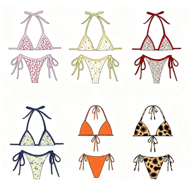 Bikini Swimsuit - Manufacturer - Luxury Sexy Streak Long String Halter Lace-up Tank Bra