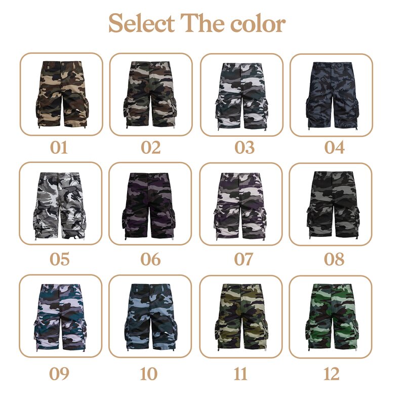 Men's Cargo Shorts - Manufacturer - Camouflage 100% Cotton Mid Waist Stretch Workwear Custom