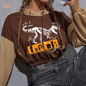 Crop Hoodie - Manufacturer - Unisex Vintage Halloween Clown Design Polyester Multi-Color