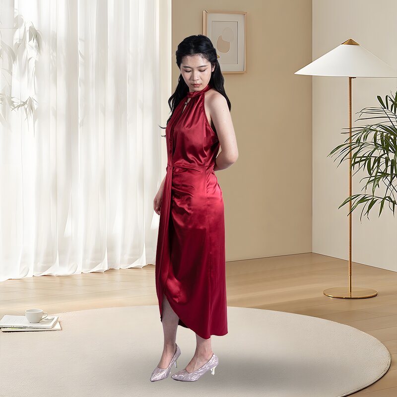 Women's Slim Dress - Manufacturer - Summer Sleeveless Halter Solid Knitting Natural Waist Eco