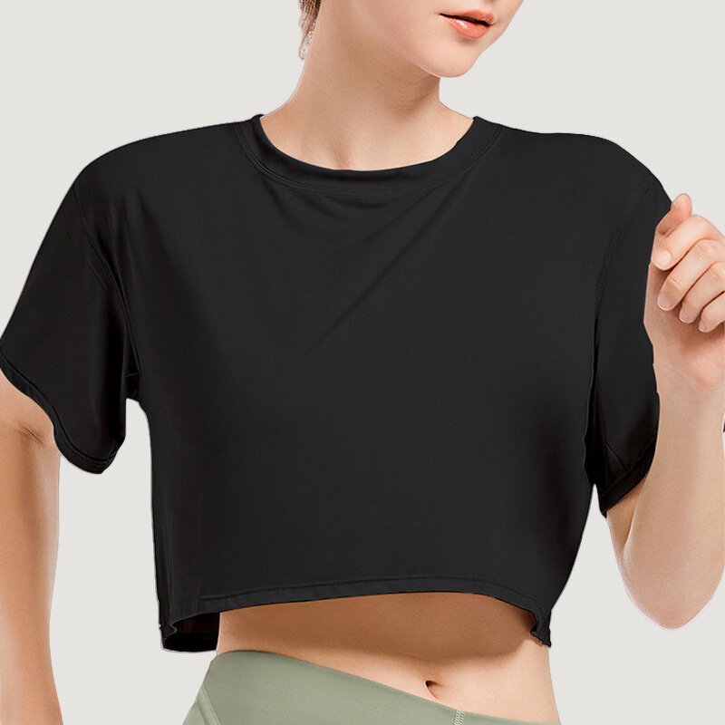 Women's Crop Top - Manufacturer - 2025 Breathable Solid Color Short Sleeve O-Neck Casual Wholesale