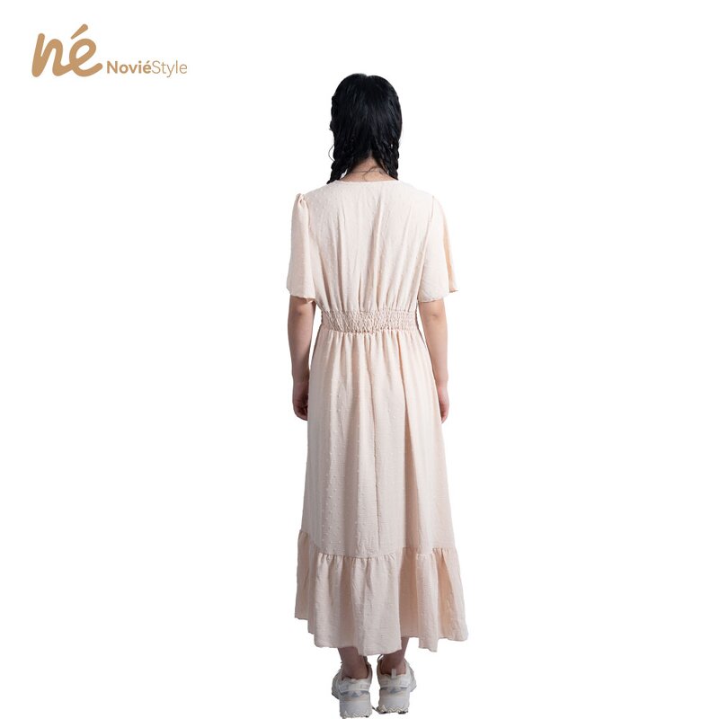 Women's Dress - Manufacturer - 2025 Summer V-Neck Ruffle Dot High Waist Office Casual