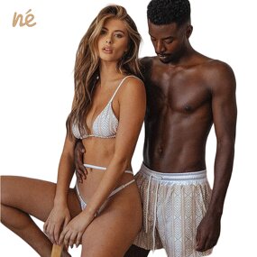 Bikini Swimsuit - Manufacturer - Luxury Sexy Streak Long Strings Halter&Lace-up Tank Bra