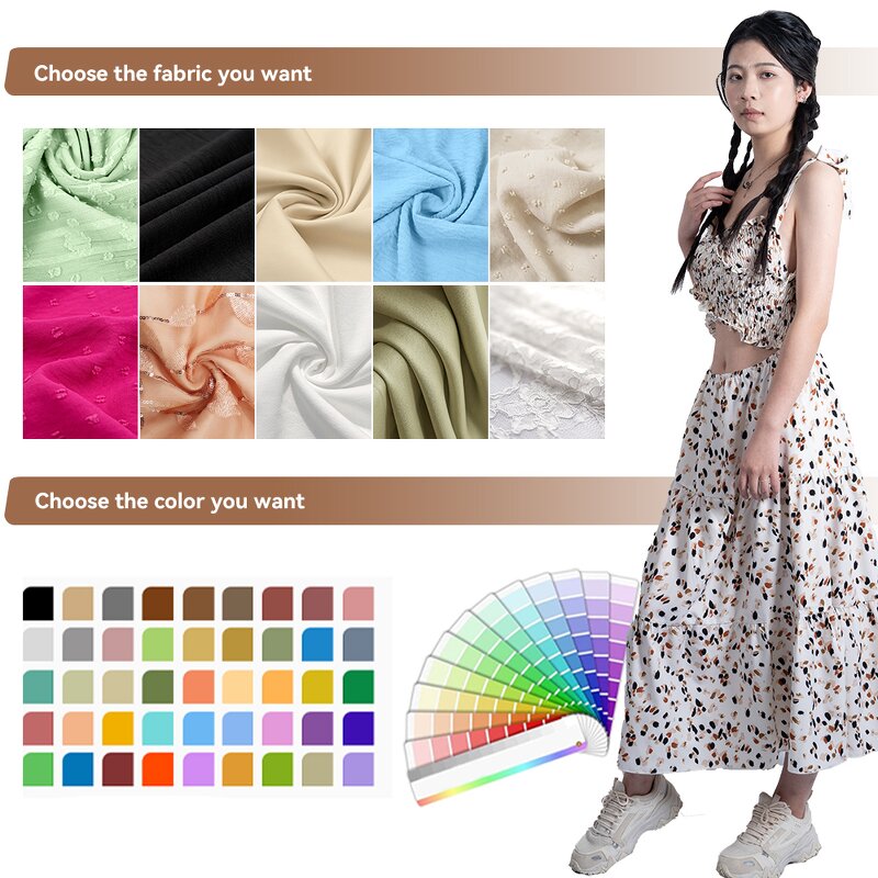 Women's Midi Dress - Manufacturer - Custom Printed Hollow Bow Tie Shoulder Strap Woven Summer
