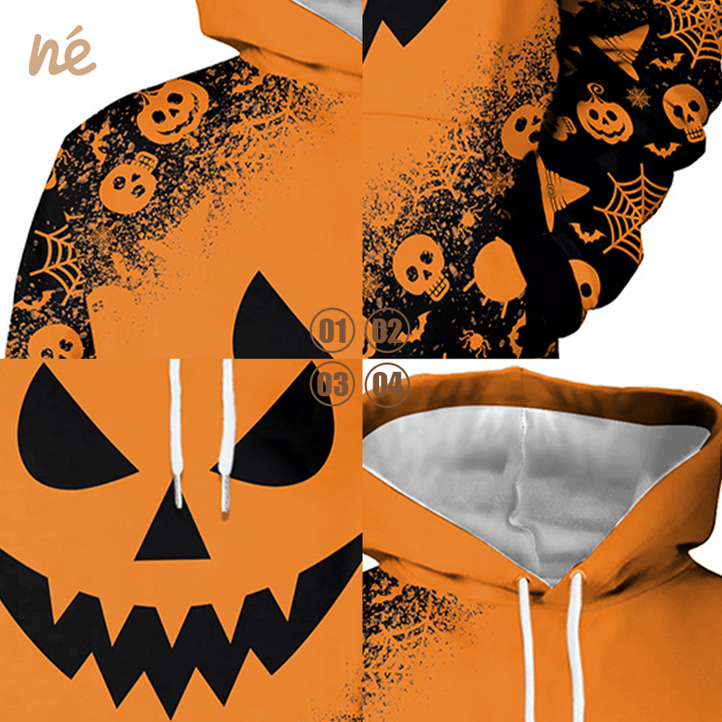 Men's Hoodie - Manufacturer - 2025 Casual Pumpkin Digital Print Halloween Carnival Party
