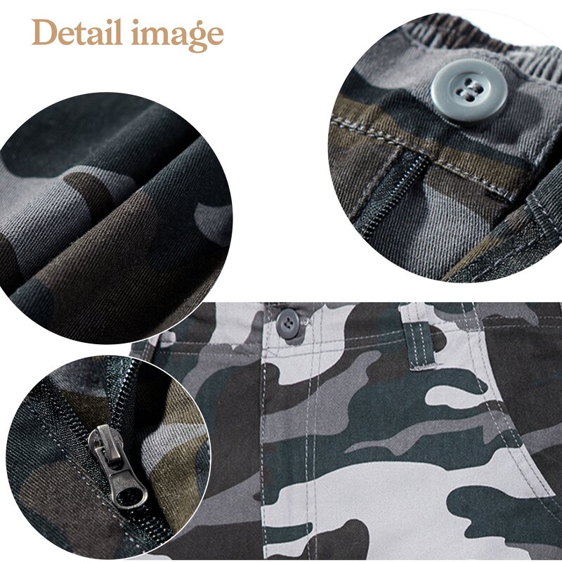 Men's Cargo Shorts - Manufacturer - Camouflage 100% Cotton Mid Waist Anti-Wrinkle Casual