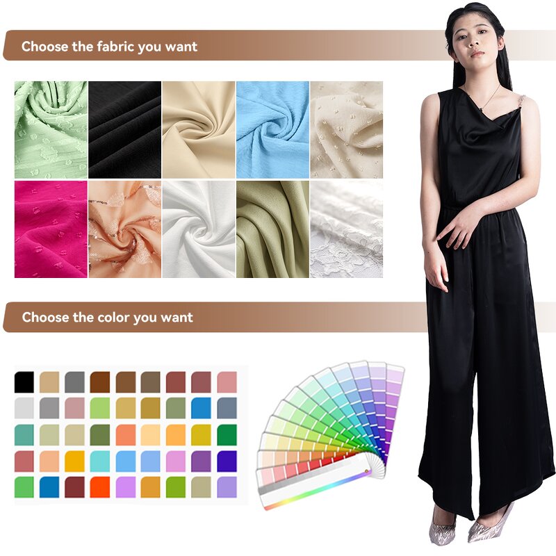 Women's Jumpsuit - Manufacturer - 2024 Elegant Wide Leg Maxi Plain Woven Eco Plus Size