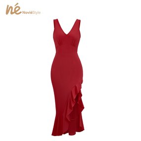 Women's Maxi Dress - Manufacturer - Woven Asymmetrical Sleeveless Deep V-neck Eco Summer