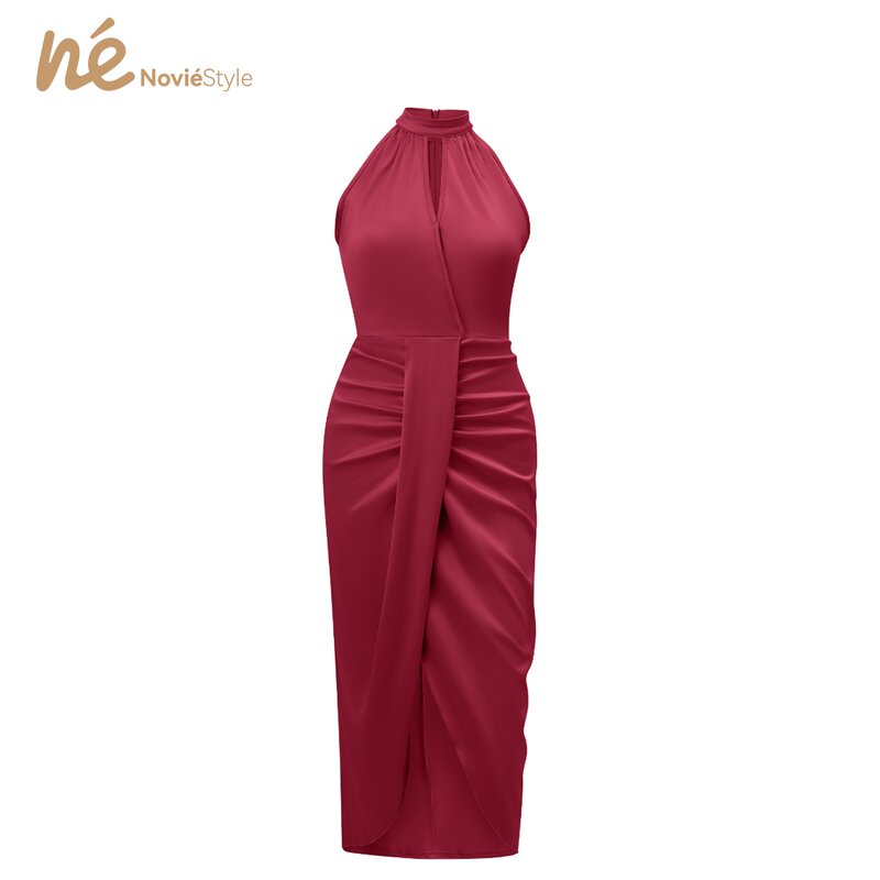 Women's Slim Dress - Manufacturer - Summer Sleeveless Halter Solid Knitting Natural Waist Eco