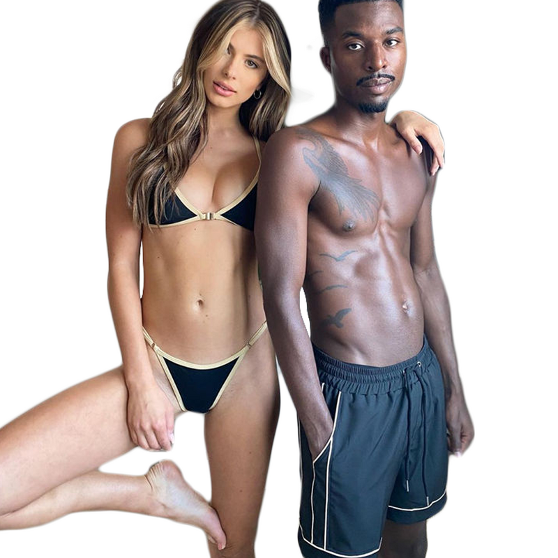 Bikini Swimsuit - Manufacturer - Luxury Sexy Streak Long Strings Halter&Lace-up Tank Bra