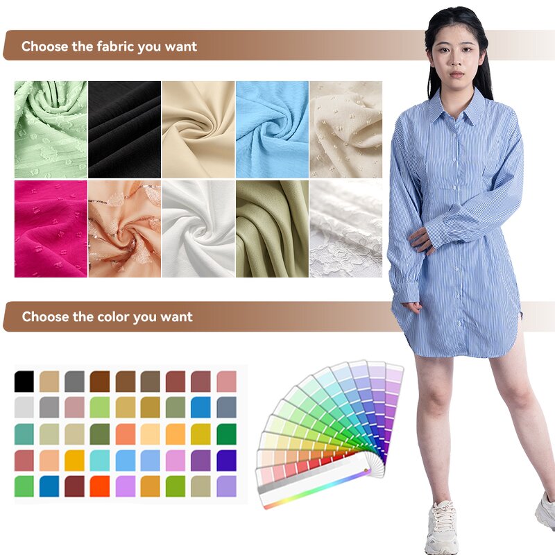 Women's Shirt Dress - Manufacturer - 2025 European Slim-Fit Long Sleeve Casual Solid Comfort