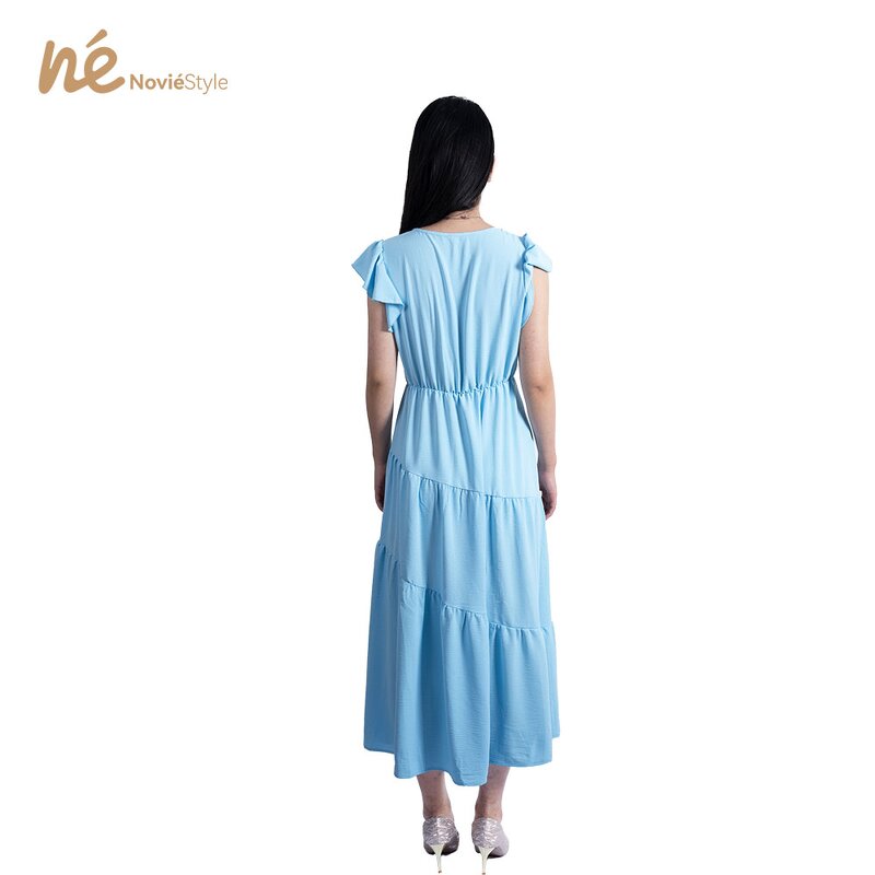 Women's Maxi Dress - Manufacturer - Chiffon V-neck Patchwork Solid Breathable Elegant Casual