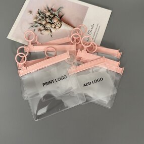 Plastic Zipper Bags Manufacturer - PVC Transparent Pink for Rings