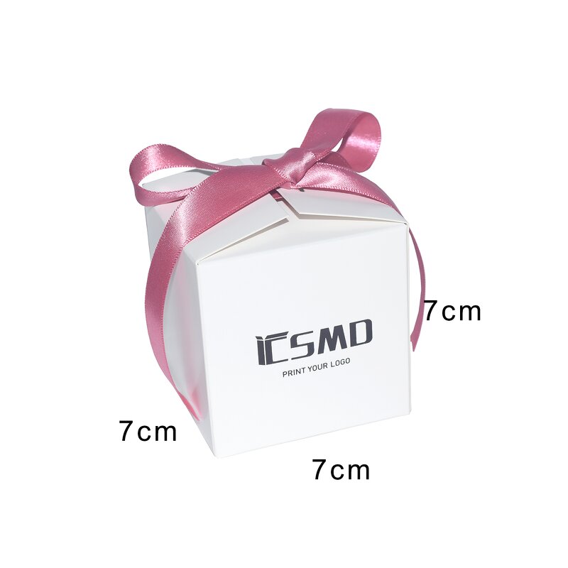 Sweet Packaging Box Manufacturer - Square White Fancy with Pink Ribbon Bows