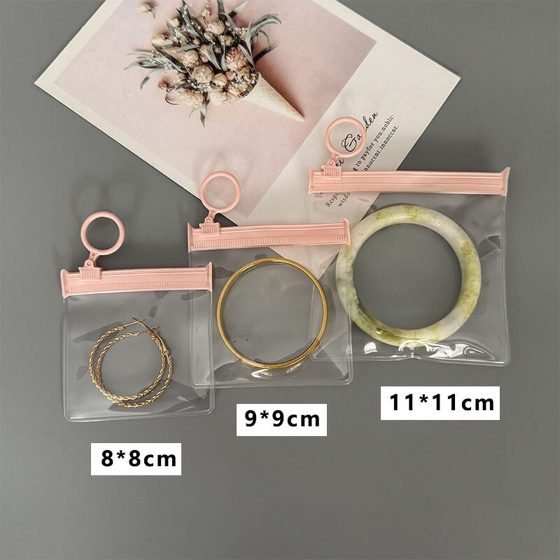 Plastic Zipper Bags Manufacturer - PVC Transparent Pink for Rings
