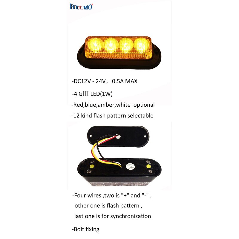 LED Emergency Light - Manufacturer - HILMO 12V/24V Moto 4W Side Mark Flash Vehicle Warn