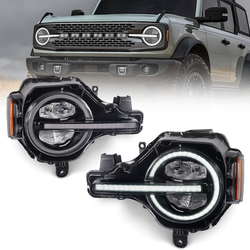LED Headlights - Manufacturer - BRONCO RAPTOR 2/4 Door 12V 6000K Plug and Play Front