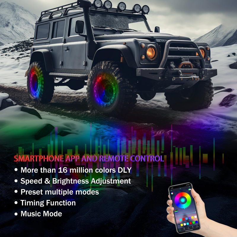 LED Hub Light - Manufacturer - 12V 8W Colorful Flowing Double-sided Off-road SUV Tire