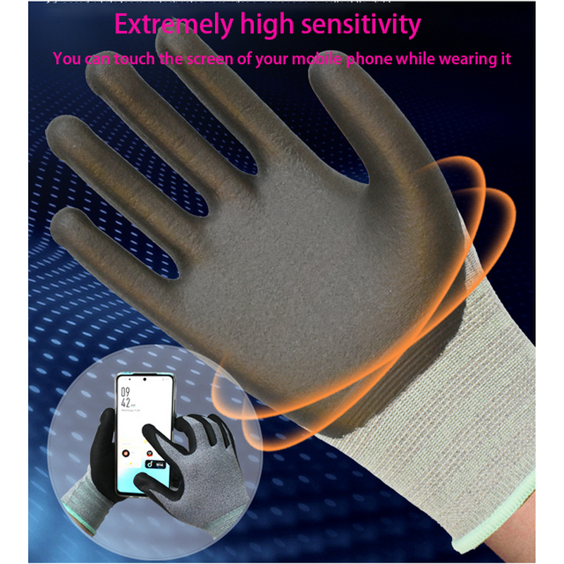 Safety Work Gloves - Manufacturer - 15 Gauge Leather Touchscreen Nitrile Coated Nylon Spandex