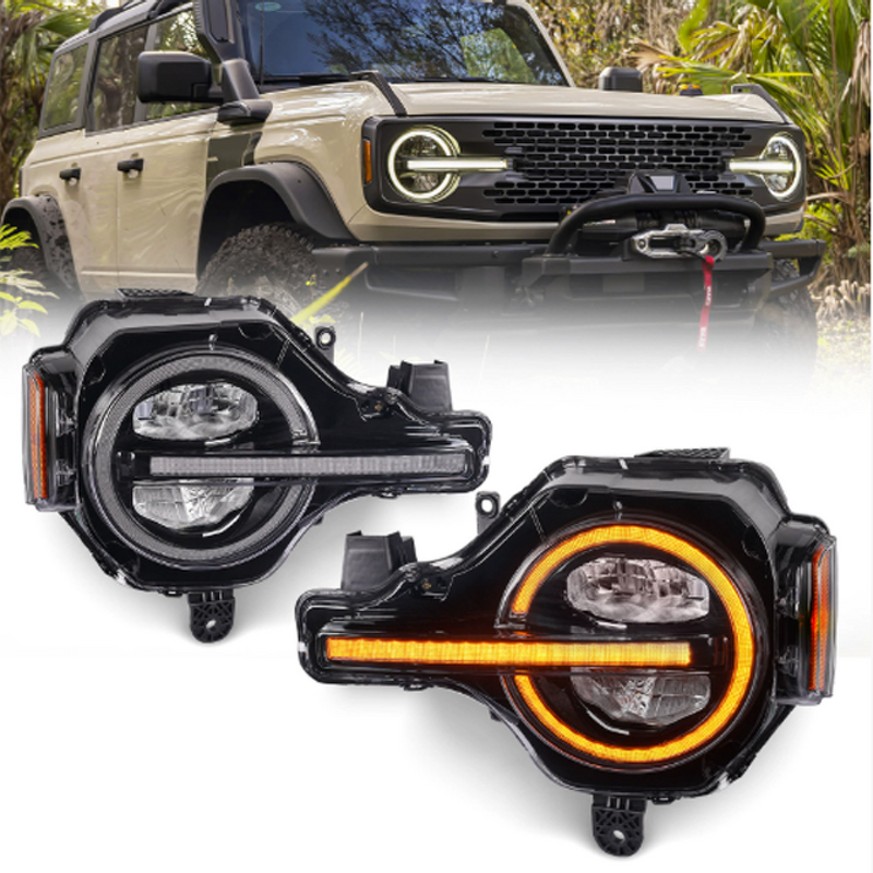 LED Headlights - Manufacturer - BRONCO RAPTOR 2/4 Door 12V 6000K Plug and Play Front