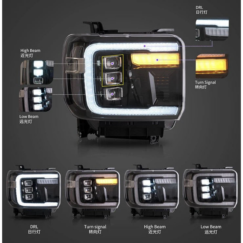 LED Headlamp - Manufacturer - Sierra1500 14-18 12V 6000K Plug and Play Front Light