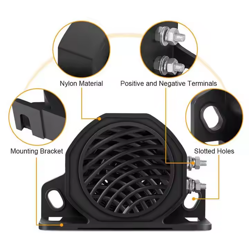 Reverse Horn Alarm - Manufacturer - 108dB Black DC12-24V Waterproof Truck Car Beeper