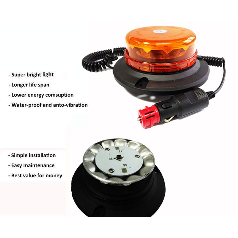 LED Beacon Light - Manufacturer - IP66/SAE 24V Amber School Bus Truck Car Emergency Strobe