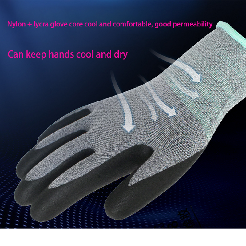 Safety Work Gloves - Manufacturer - 15 Gauge Leather Touchscreen Nitrile Coated Nylon Spandex