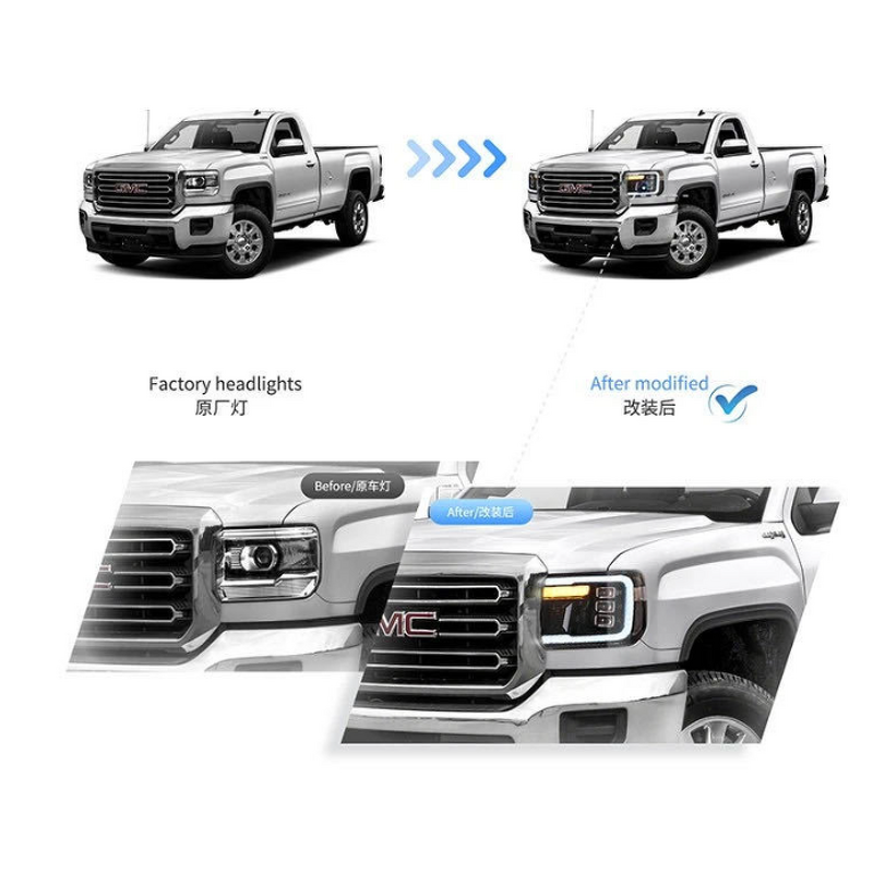LED Headlamp - Manufacturer - Sierra1500 14-18 12V 6000K Plug and Play Front Light