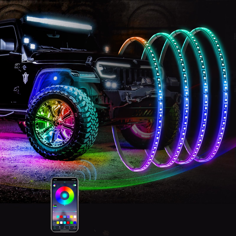 LED Hub Light - Manufacturer - 12V 8W Colorful Flowing Double-sided Off-road SUV Tire